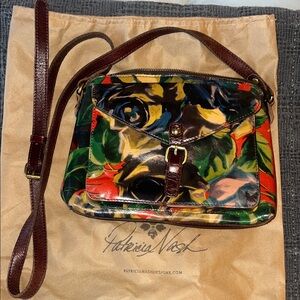 Patricia Nash Vibrant Floral Leather Crossbody Bag with dust bag